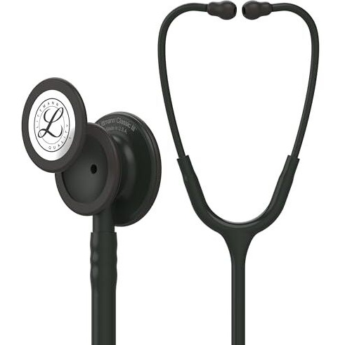 3M Littmann Classic Iii Monitoring Stethoscope, Black Edition Chestpiece, Black Tube, 27 Inch, 5803