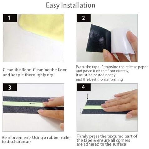Ceridwen Anti Slip Tape With Glow In Dark Stripe For Stairs, 2 Inchx16.4 Foot, High Traction Grip Tape, Waterproof Non Slip Strips For Stair Treads, Easy Install, Black & Green