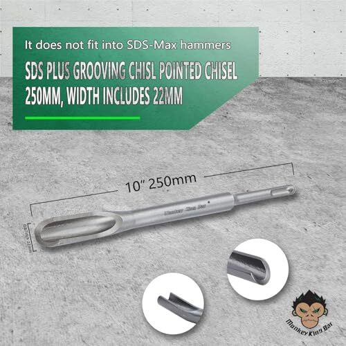 Monkeykingbar 4-Piece Sds Plus Chisel Drill Bit Set  14Mm X 250Mm & 5Kg Heavy-Duty Demolition Rotary/Jack Hammer Bits For Concrete Breakers, Brick, Stone, Masonry  Durable Drill Accessories (4-Pack)