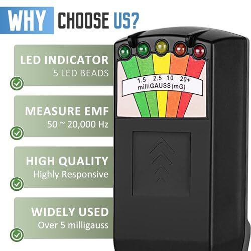K2 Emf Meter Magnetic Field, Radiation Detector Portable, 5 Led Ghost Hunting Detector, K2 Emf Meter Paranormal Equipment Tester 50 Hz - 20,000 Hz