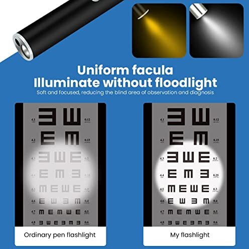 Next Geek Pen Torch For Doctors, Nurses Dual Light Yellow White Light Beam Pen Light For Checking Oral, Pupil, Eyes, Ears, Nasal Cavity Etc Rechargeable Black (1 Year Warranty)