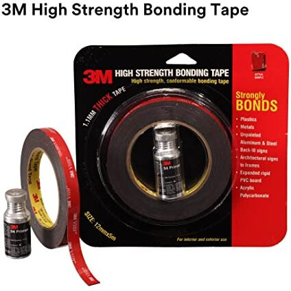 3M Ia120100531 Hi Strength Bond Tape (12 Mm X 5 M 1 Roll + Primer), Black