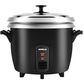 Havells Riso Plus 1.8 Liter 2 Bowl Rice Cooker, 700 W, 1.8L,3 X Protection, 1 Mm Thick 2 Inner Bowl, Ss 304 Stainless Steel Lid(Black)