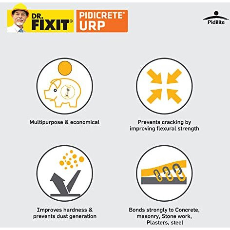 Dr.Fixit 301 Sbr Latex Pidicrete Urp, Sbr Latex For Waterproofing & Repairs - 1Kg (Grey)