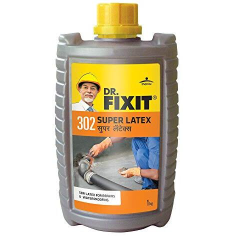 Dr. Fixit 302 Sbr Latex Super Latex Sbr Latex For Waterproofing & Repairs For Roofs, Terraces,Bathrooms, Toilets - 1Kg, (Grey) (1Pc), Bonds Strongly To Concrete, Masonry, Stone Work, Plasters