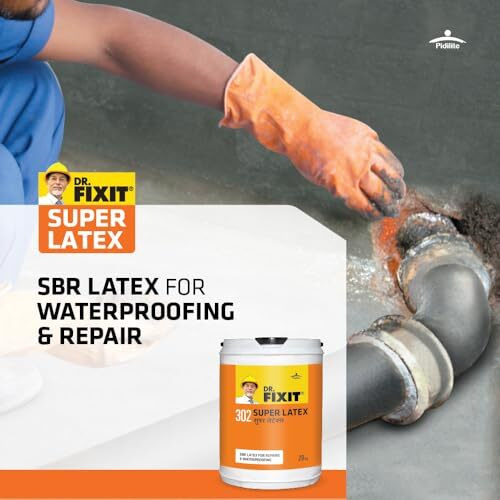 Dr. Fixit 302 Sbr Latex Super Latex Sbr Latex For Waterproofing & Repairs For Roofs, Terraces,Bathrooms, Toilets - 1Kg, (Grey) (1Pc), Bonds Strongly To Concrete, Masonry, Stone Work, Plasters