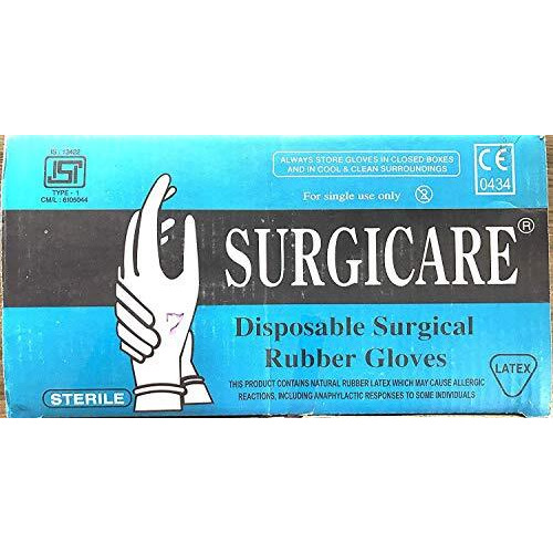 Surgicare Sterile Rubber Hand Gloves (Off-White, Size 7)