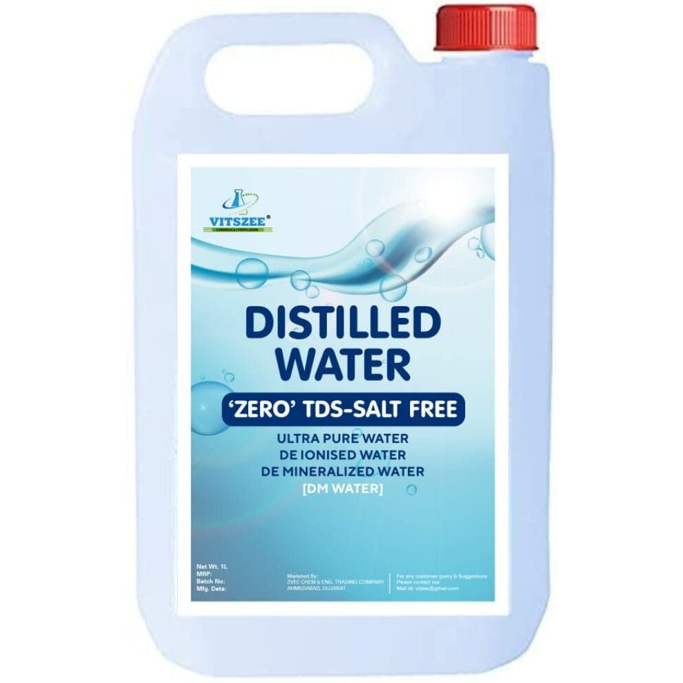 Vitszee Ultra Pure Dm Water 1L | Di-Ionised Distilled Water For Battery/Inverter/Medical Equipment's/Chemicals And Cosmetic Formulations