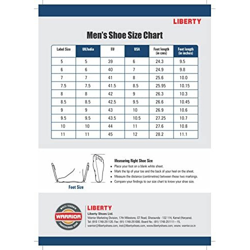 Liberty Warrior 98-01-Ssba Safety Shoes For Men Industrial, Steel Toe, Genuine Leather, Black, Sizes-5Uk-12Uk