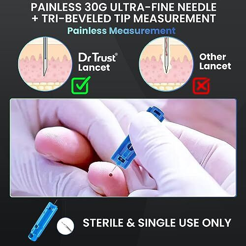 Dr Trust Usa Lancing Device Pen & 50 Round Lancets (Compatible For Use With All Brands Of Glucometers)