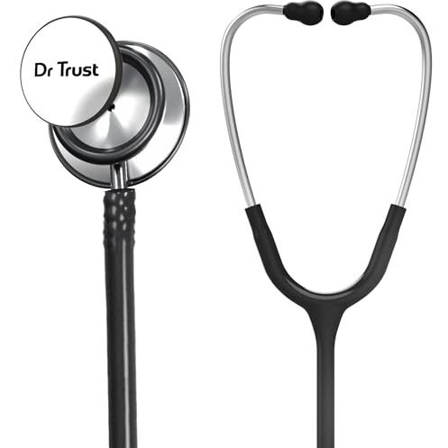 Dr Trust Usa Gold Standard Iii Stethoscope For Doctors, Medical Students & Healthcare Professionals, Ss Bp Check Cardiology Health Monitoring Medical Instrument For Auscultation -128 (Black)
