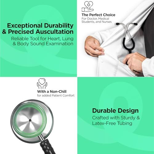 Dr Trust Usa Gold Standard Iii Stethoscope For Doctors, Medical Students & Healthcare Professionals, Ss Bp Check Cardiology Health Monitoring Medical Instrument For Auscultation -128 (Black)