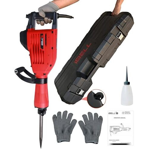 Ibell Electric Demolition Hammer Dh45-20, 1500W, Copper Armature, 1900 Bpm, 45J,Heavy Duty Concrete Breaker,30Mm Hex Chuck