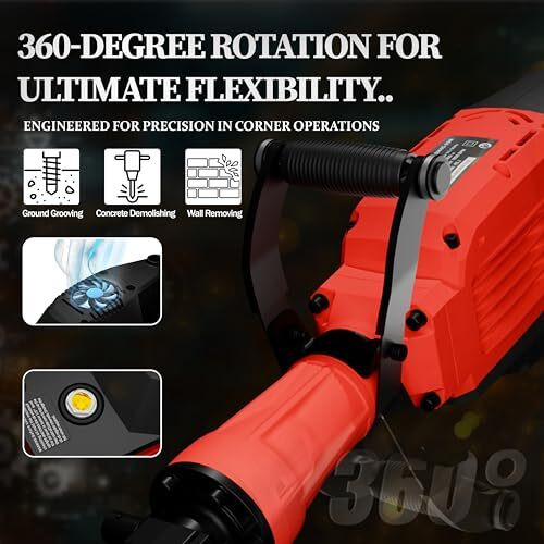 Ibell Electric Demolition Hammer Dh45-20, 1500W, Copper Armature, 1900 Bpm, 45J,Heavy Duty Concrete Breaker,30Mm Hex Chuck