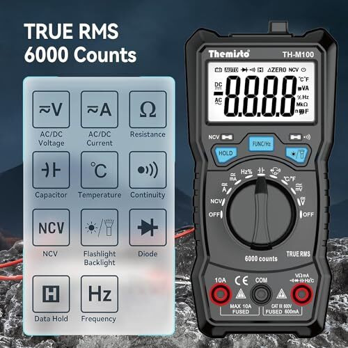 Themisto Th-M100 Ac/Dc Current, Autorange Digital Multimeter (6000 Counts, Black)