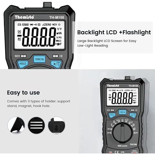 Themisto Th-M100 Ac/Dc Current, Autorange Digital Multimeter (6000 Counts, Black)