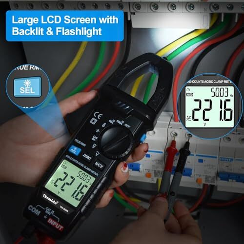 Themisto Th-M90 Auto Range, Ac/Dc Current, True Rms Digital Clamp Meter (600A,6000 Counts), Black