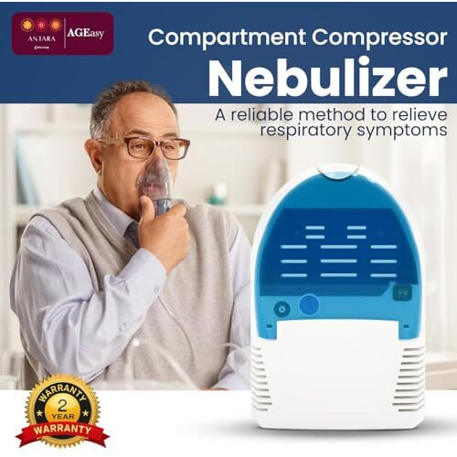 Ageasy (Max Group) Nebulizing Machine | Inhaler Machine With Storage Compartment | Nebuliser Machine For Kids & Adults | Steam Machine For Cold & Cough With 2 Masks, 1 Mouthpiece & 5 Filters