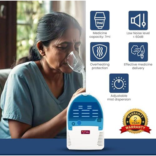 Ageasy (Max Group) Nebulizing Machine | Inhaler Machine With Storage Compartment | Nebuliser Machine For Kids & Adults | Steam Machine For Cold & Cough With 2 Masks, 1 Mouthpiece & 5 Filters