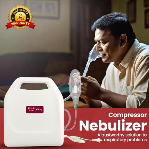 Ageasy (Max Group) Nebuliser Machine For Adult And Kids | Nebulizer Machine For Baby | Inhaler Machine With 2 Masks, 1 Mouthpiece & 5 Filters (White) | Steam Machine For Cold And Cough