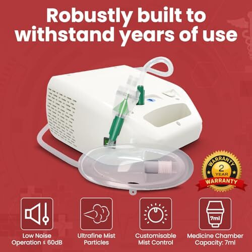 Ageasy (Max Group) Nebuliser Machine For Adult And Kids | Nebulizer Machine For Baby | Inhaler Machine With 2 Masks, 1 Mouthpiece & 5 Filters (White) | Steam Machine For Cold And Cough
