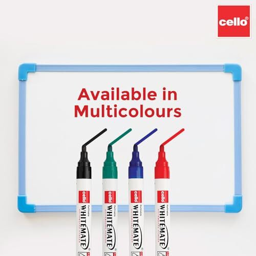 Cello Whitemate Whiteboard Markers | Set Of 4 Markers | 4 Assorted Ink Colours | Fine Point Marker Pens With Easily Refillable And Erasable Ink | Writes Longer