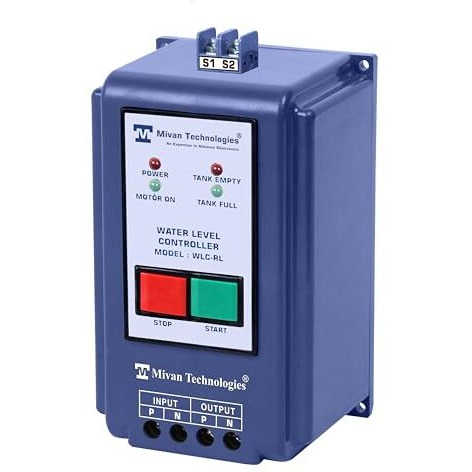 Mivan Technologies Wlc Rl Blue Manual Start And Auto Stop Water Level Controller, With 2 Years Warranty It Will Start Motor By Pressing Start Button Automatically Stops, When The Tank Gets Full