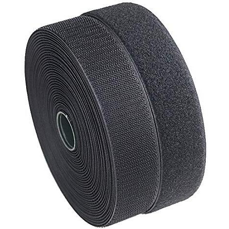 Sunkizzrs 5M Hook + 5M Loop (Width-25Mm) Tape Roll Strips With Adhesive Back Mounting Tape For Picture And Tools Hanging Pedal Board Fastening Black Stick-On Tape