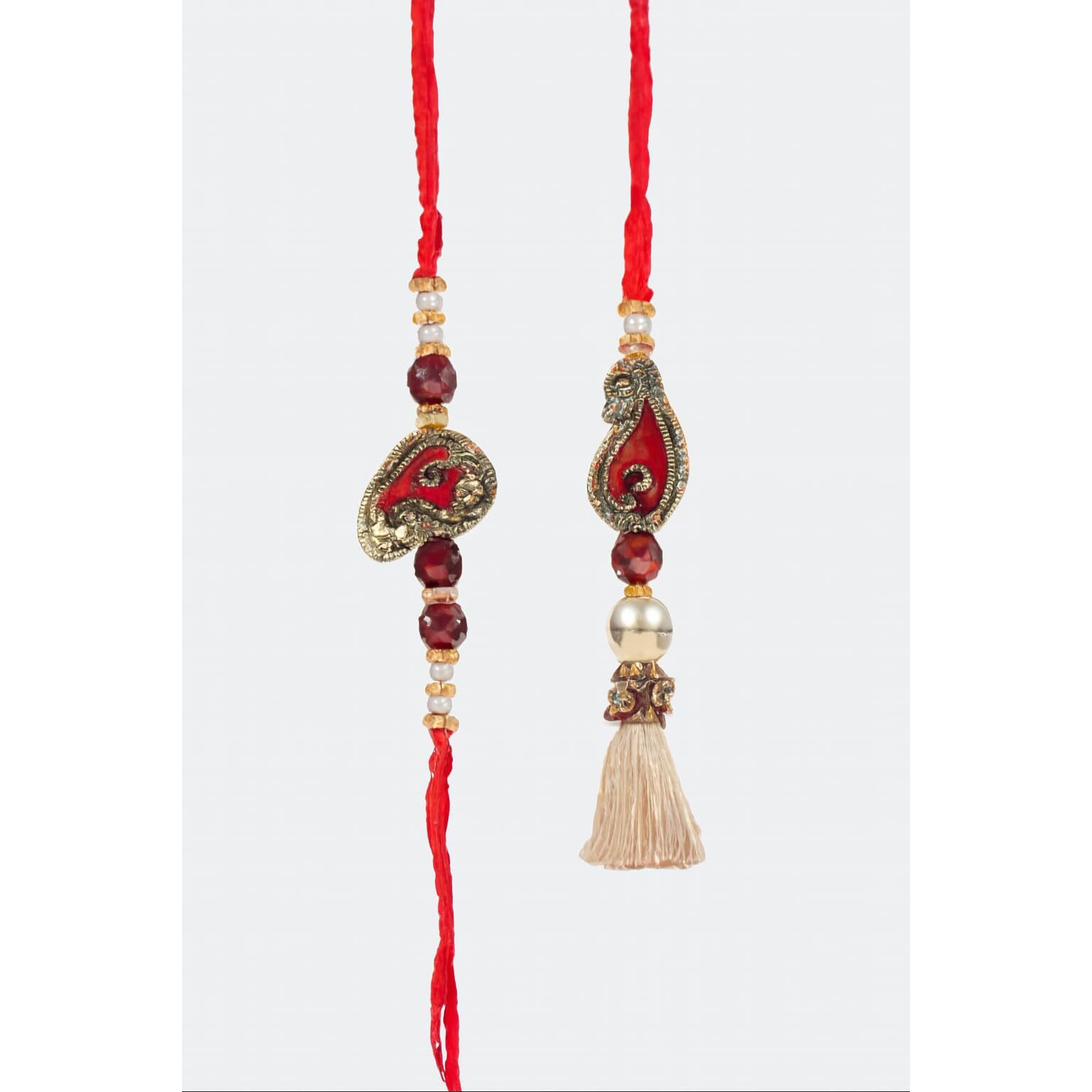 Shalinindia Premium Designer Red Kundan Stone Rakhi For Brother  Rakhi Thread, Rakhi Bracelet, Traditional Raksha Bandhan Gift For Bhaiya