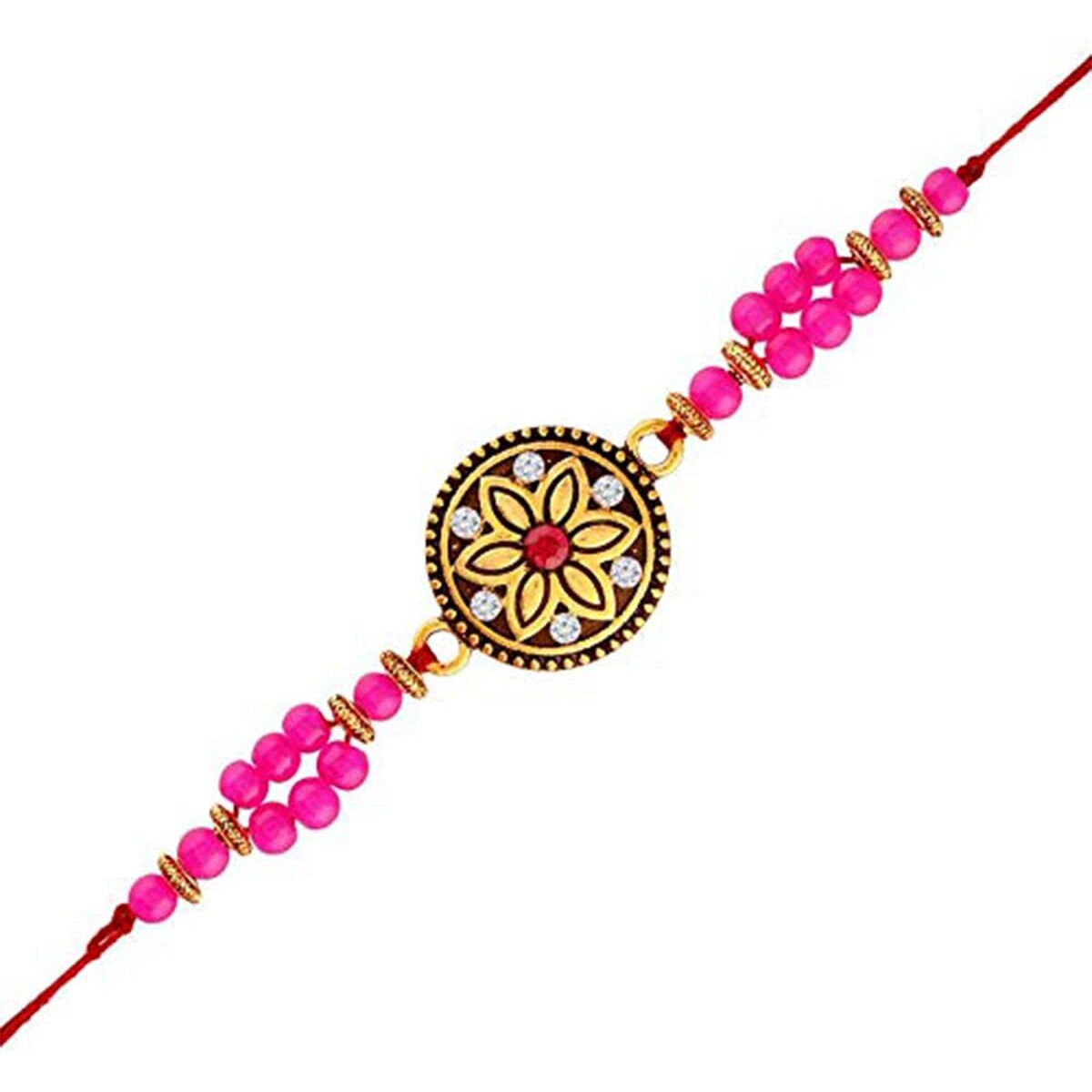 Aheli Traditional Gold Plated Designer Pearl Rakhi With Rakshabandhan Greeting Card For Men Boys