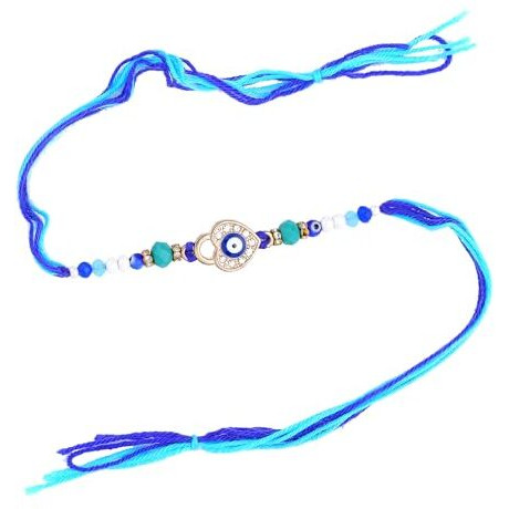 Estele Evil Eye Rakhi For Bhaiya Gold-Plated Stunning Heart Shape Evil Eye Designer Premium Rakhi With Roli Chawal & Greeting Card For Brother & Sister|Celebrate Raksha Bandhan With Love & Elegance