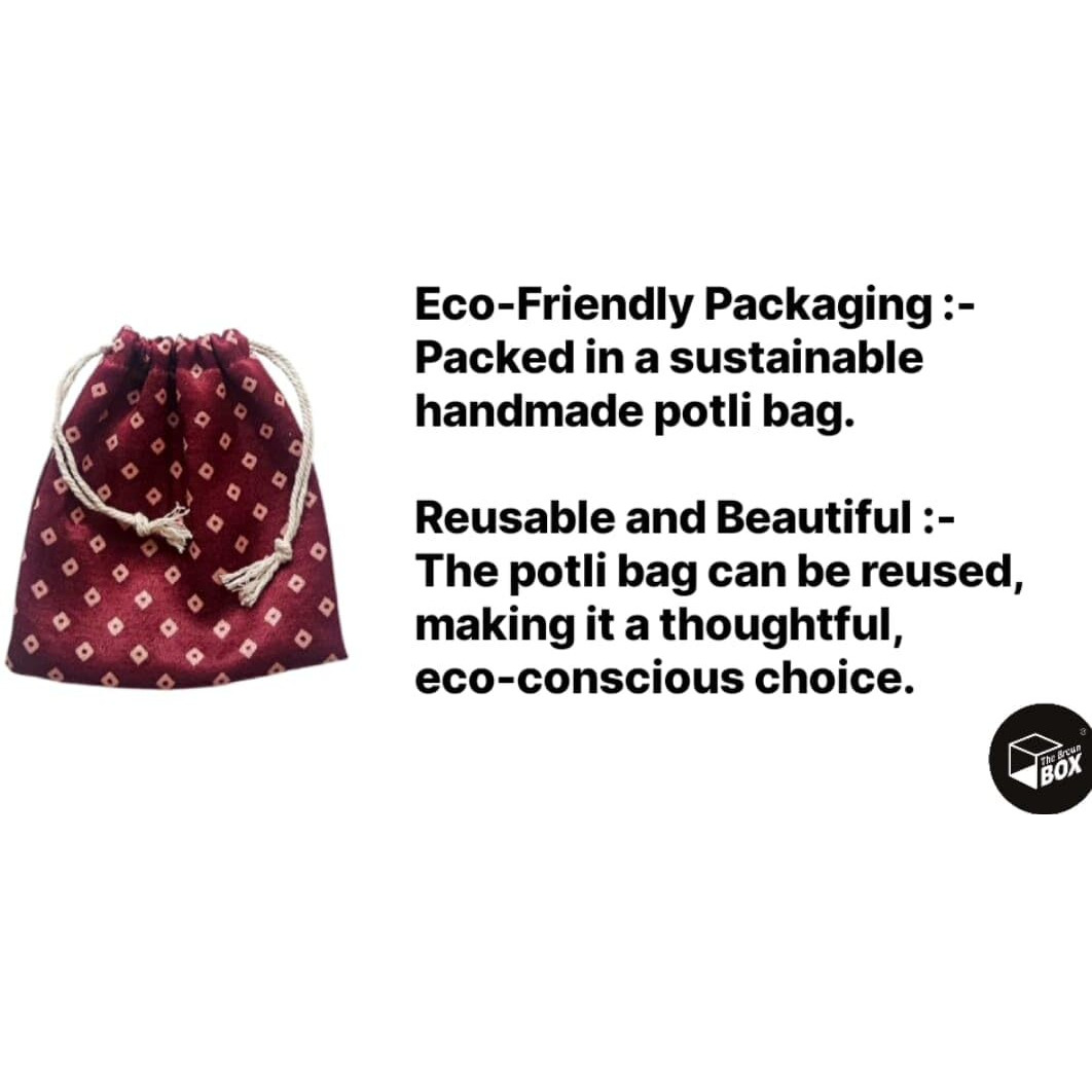 The Brown Box Spice-Filled Bhaiya Bhabhi Rakhi  Eco-Friendly Canvas Rakhi With Cloves, Cardamom & Cinnamon | Reusable Natural Freshener | Handmade Potli Bag