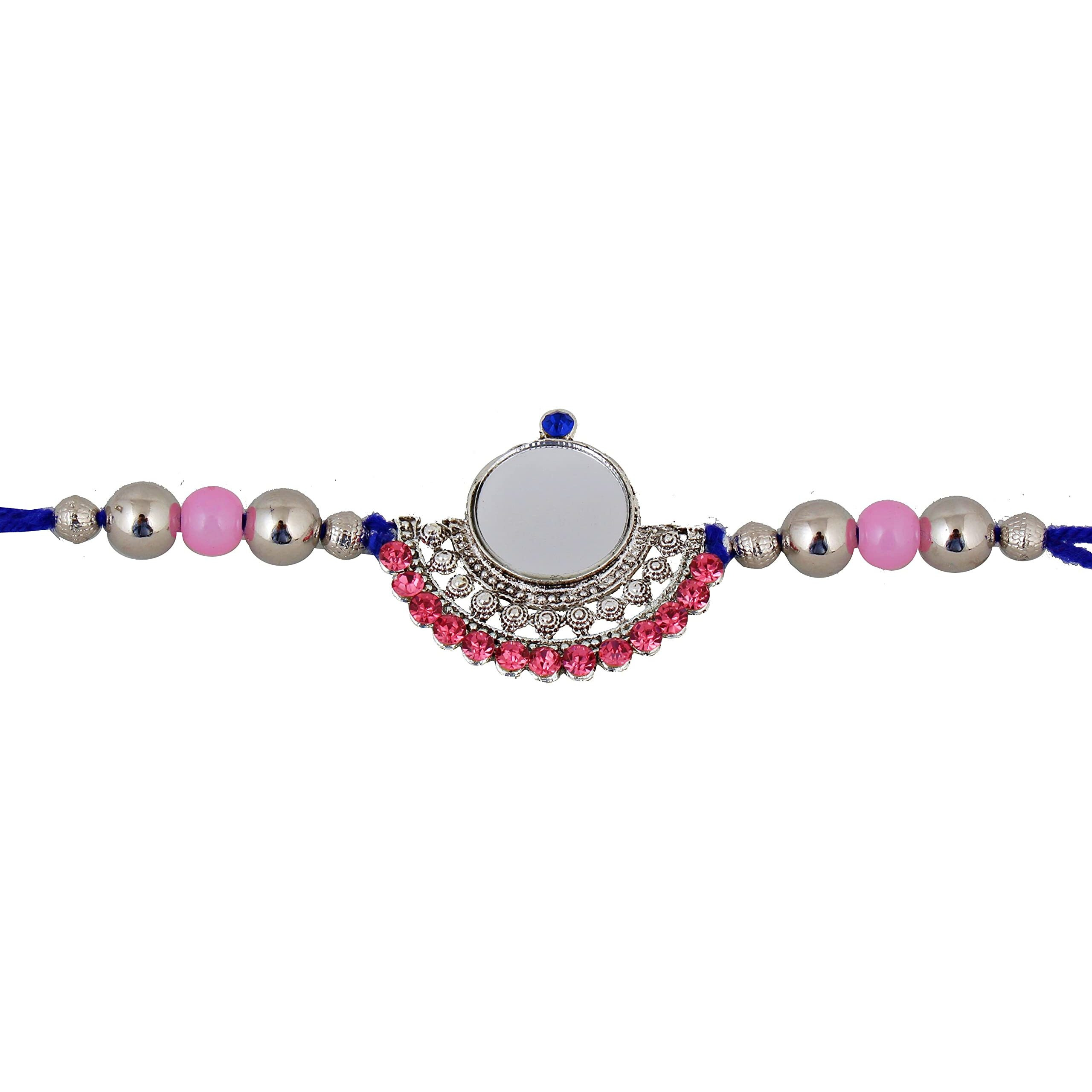 Lucky Jewellery Rakhi Silver Oxidised Rakhe Boho Collection Rakshabandan Rakhee Bracelet For Bro/Brother/Bhaiya/Bhai/Bhabhi Rakshasutra (96-Weor1-E3496-S-2)