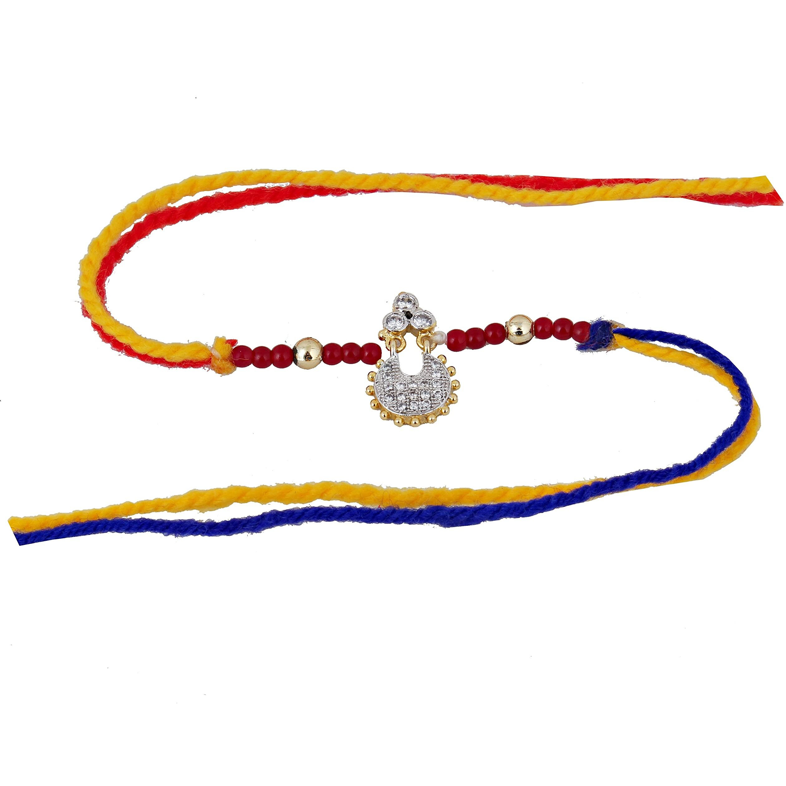 Lucky Jewellery Rakhi 18 K Gold Plated Rakhe Boho Collection Rakshabandan Rakhee Bracelet For Bro/Brother/Bhaiya/Bhai/Bhabhi Rakshasutra (165-Z1Jar1-Ad011-1)