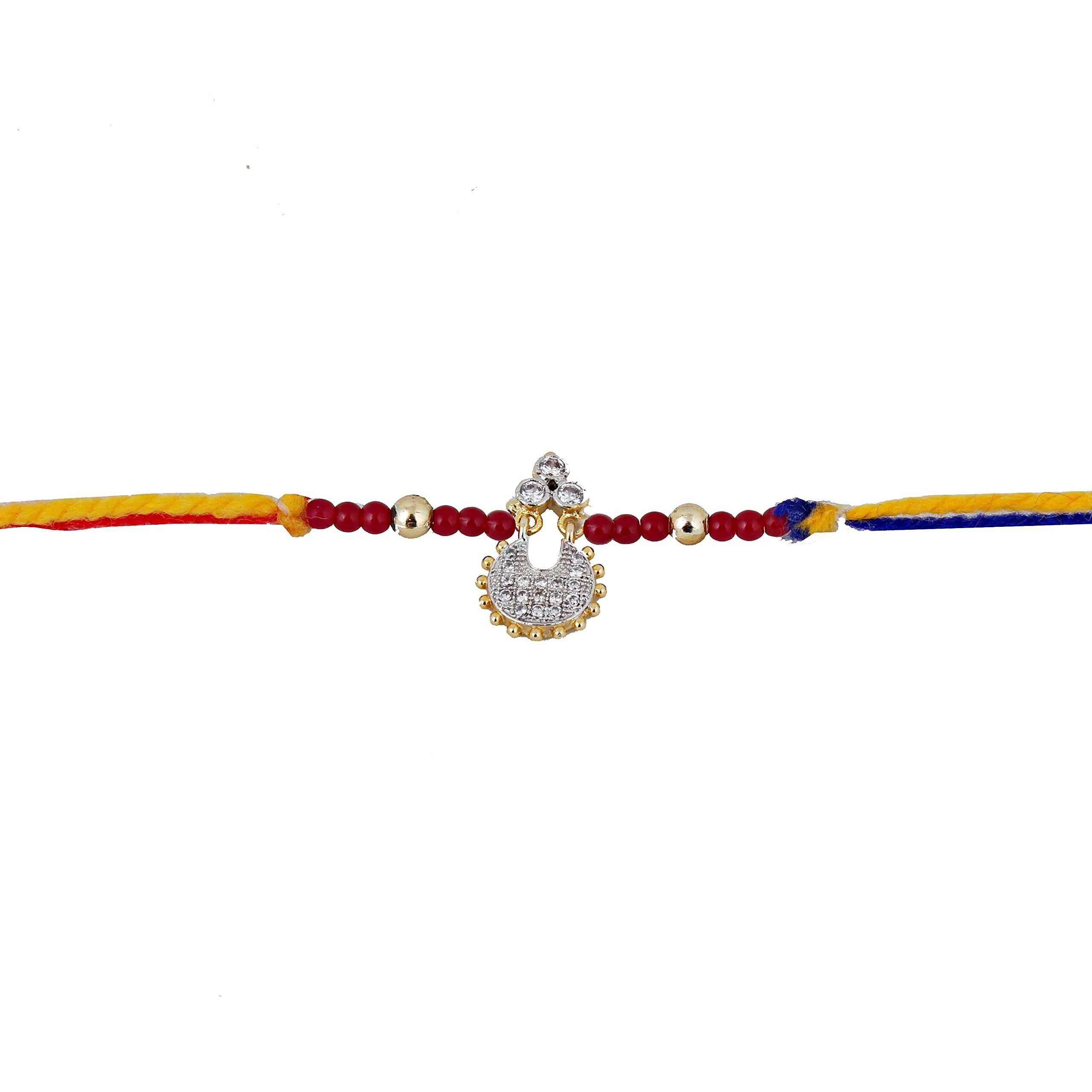 Lucky Jewellery Rakhi 18 K Gold Plated Rakhe Boho Collection Rakshabandan Rakhee Bracelet For Bro/Brother/Bhaiya/Bhai/Bhabhi Rakshasutra (165-Z1Jar1-Ad011-1)