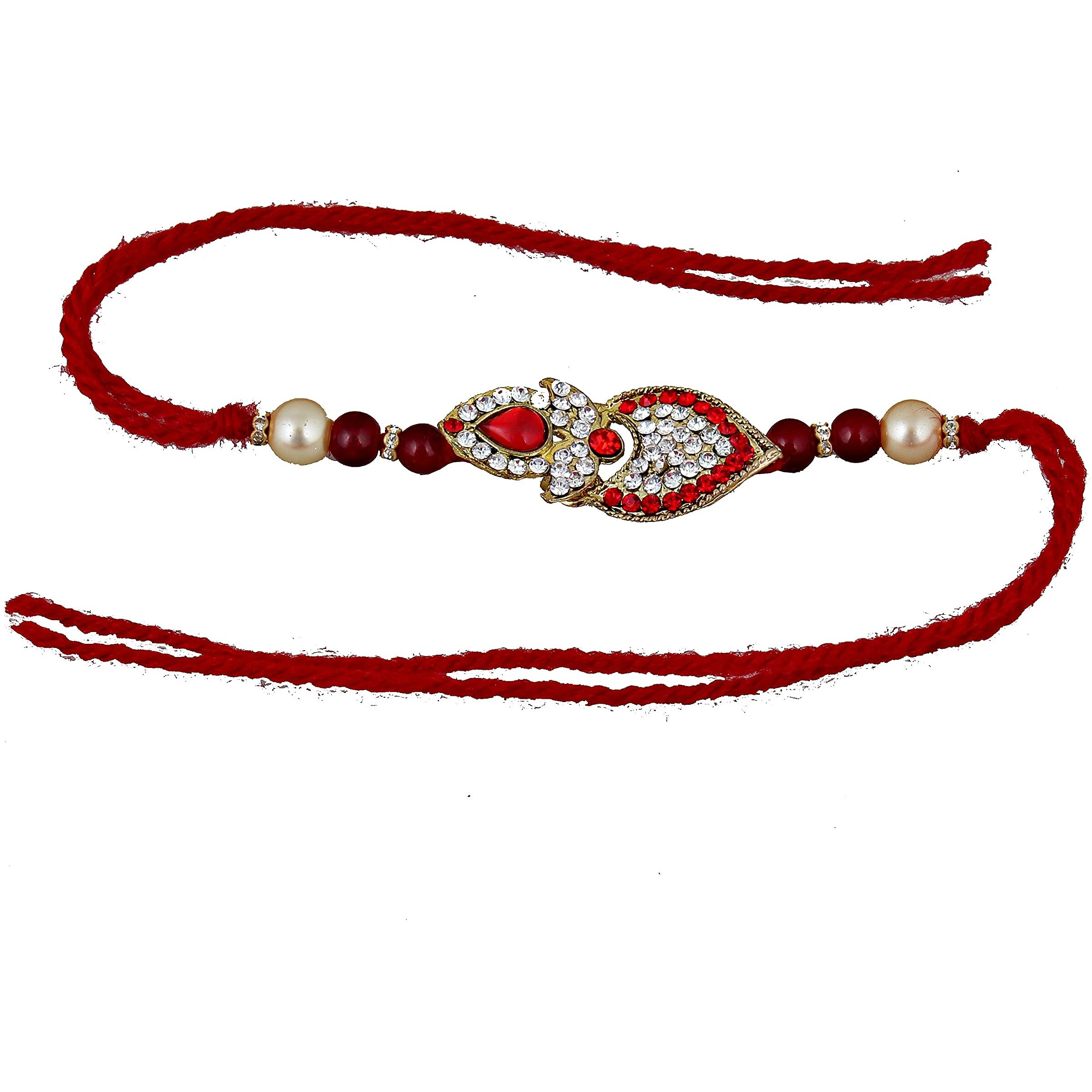 Lucky Jewellery Rakhi 18 K Gold Plated Rakhe Boho Collection Rakshabandan Rakhee Bracelet For Bro/Brother/Bhaiya/Bhai/Bhabhi Rakshasutra (70-Wemr1-2310-2)