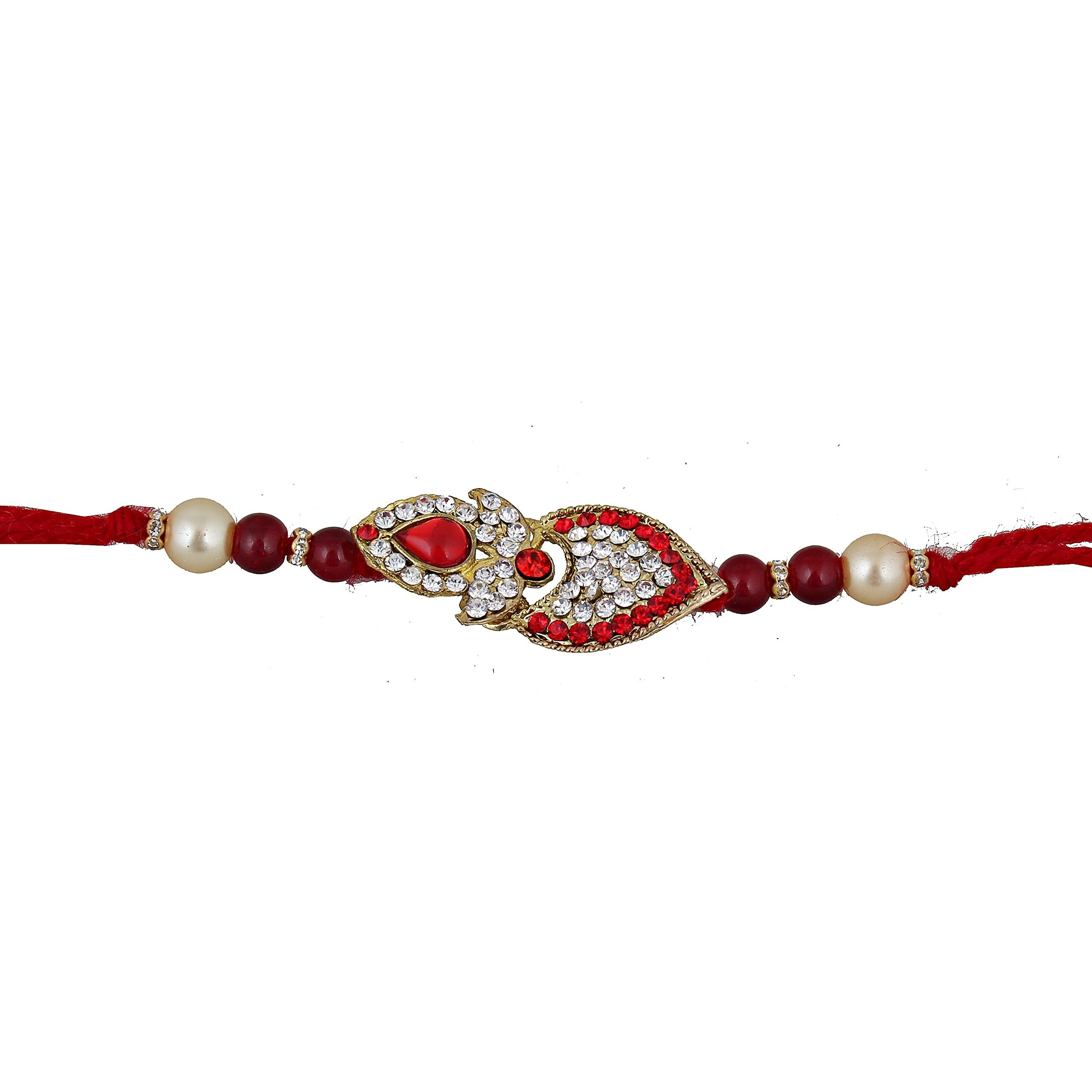 Lucky Jewellery Rakhi 18 K Gold Plated Rakhe Boho Collection Rakshabandan Rakhee Bracelet For Bro/Brother/Bhaiya/Bhai/Bhabhi Rakshasutra (70-Wemr1-2310-2)