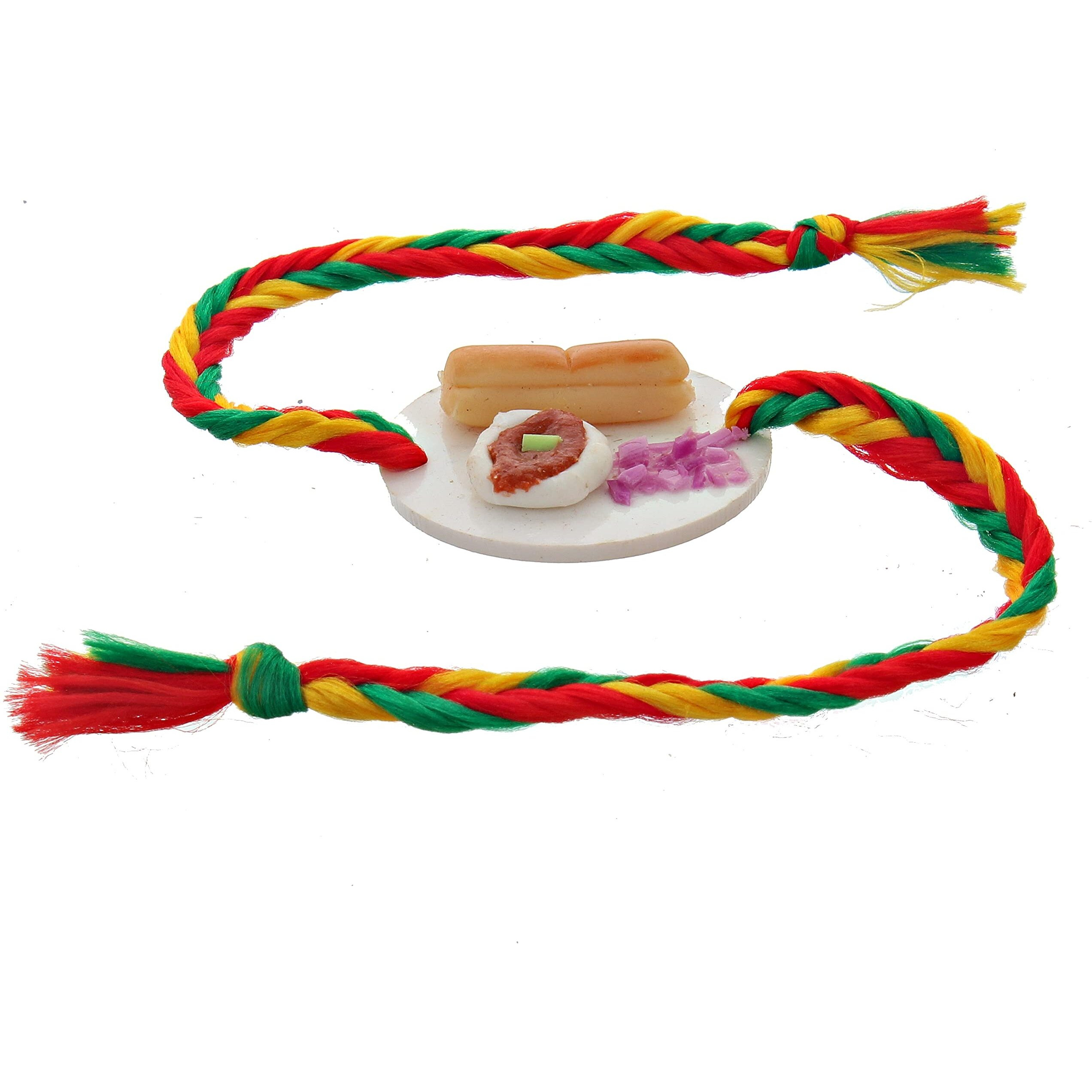 Lucky Jewellery Kids Rakhi Paav Bhaji Rakhi Rakshabandan Rakhe Crystal And White Stone Rakhee Bracelet (165-S5R1-8989-1)