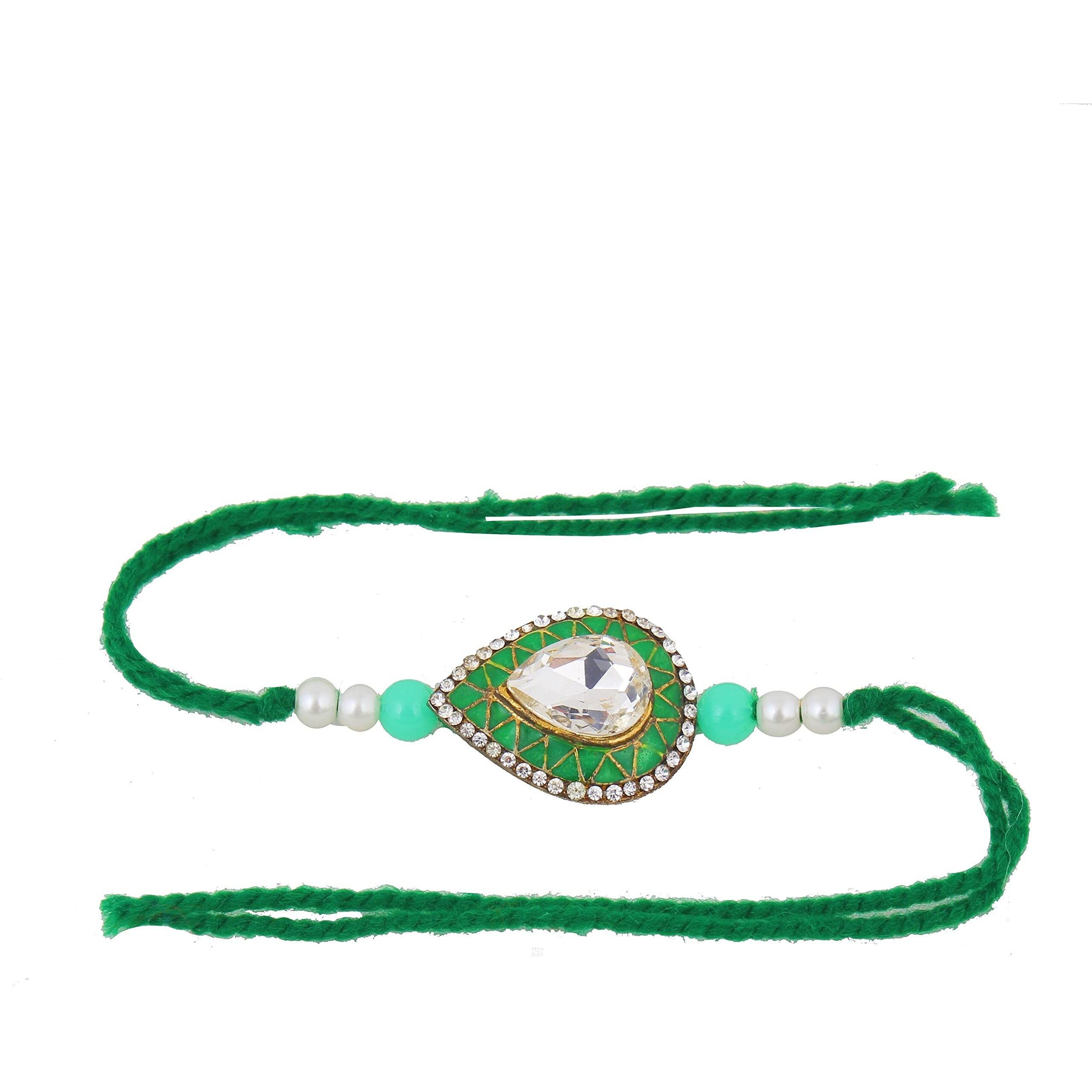 Lucky Jewellery Rakhi 18 K Gold Plated Meenakari Random Colors Rakhe Boho Collection Rakshabandan Rakhee Bracelet For Bro/Brother/Bhaiya/Bhai/Bhabhi Rakshasutra (129-Wtm1R1-E2329-2)