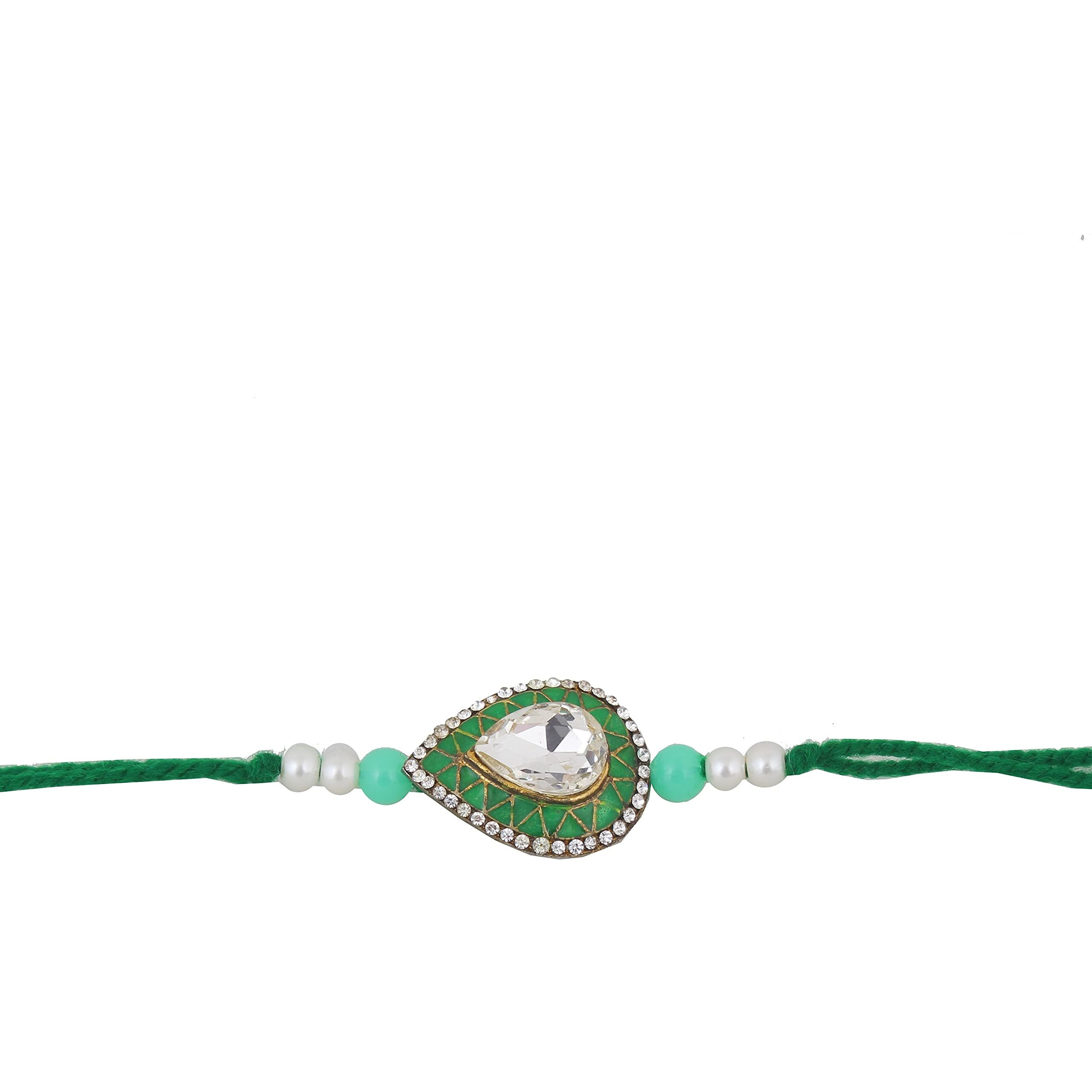 Lucky Jewellery Rakhi 18 K Gold Plated Meenakari Random Colors Rakhe Boho Collection Rakshabandan Rakhee Bracelet For Bro/Brother/Bhaiya/Bhai/Bhabhi Rakshasutra (129-Wtm1R1-E2329-2)