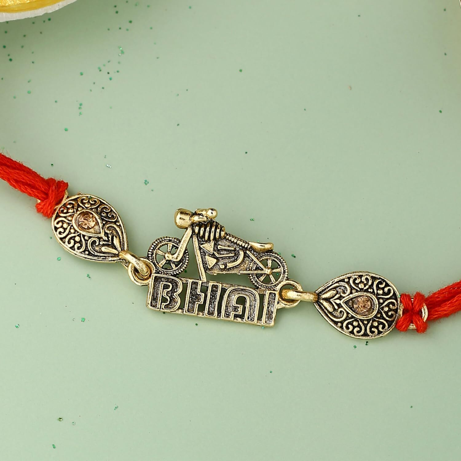 Voylla Stylish Biker Bhai Rakhi With Roli Chawal Pack -Rakhi For Brother