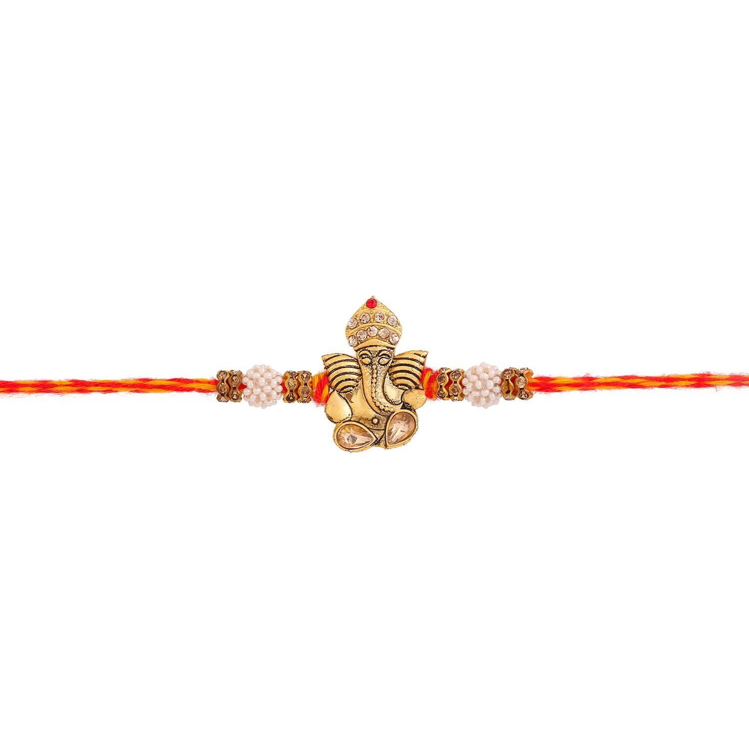 Voylla Antique Lord Ganesha Rakhi With Roli Chaawal Pack Multicolour