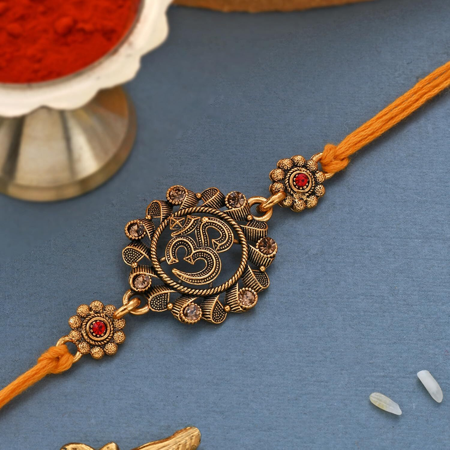 Voylla Deity Inspired 'Om' Rakhi With Red Thread|Rakhi For Brother|