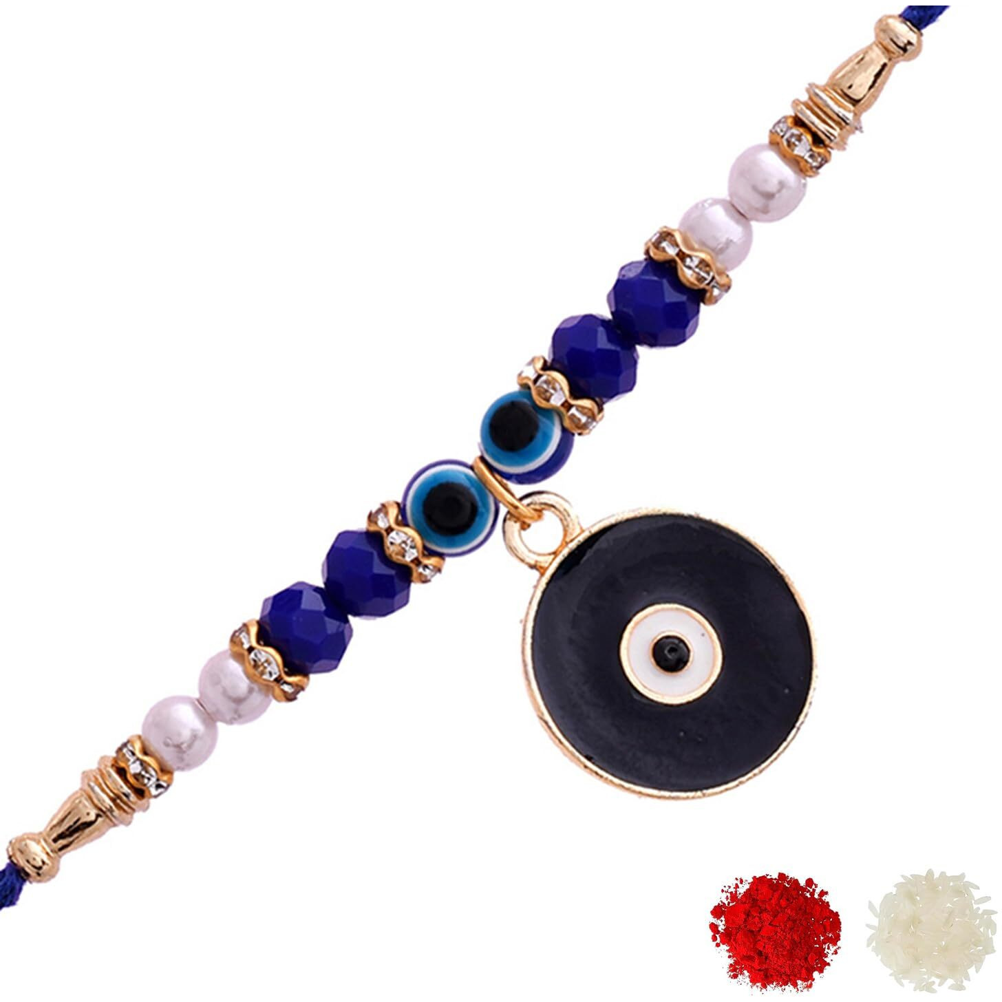 Voylla Blue Stone Decked Evil Eye Design Rakhi