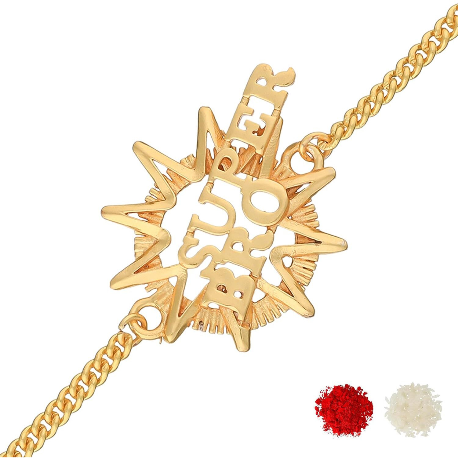 Voylla Super Bro Fabulous Rakhi Bracelet In Gold Tone|Rakhi For Brother|