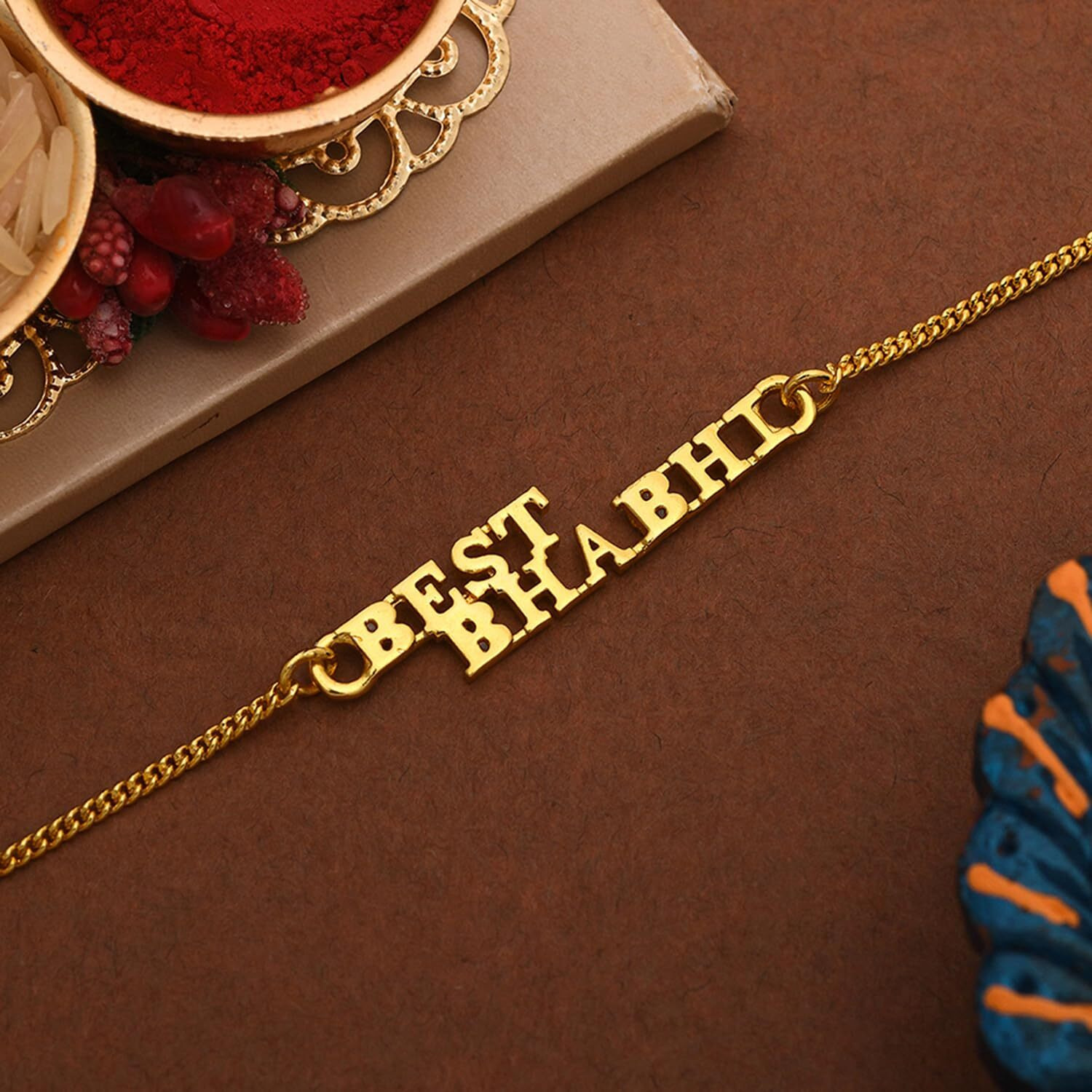 Voylla Best Bhabhi Rakhi Bracelet In Gold Tone|Lumba Rakhi For Bhabhi|Rakhi For Bhabhi|