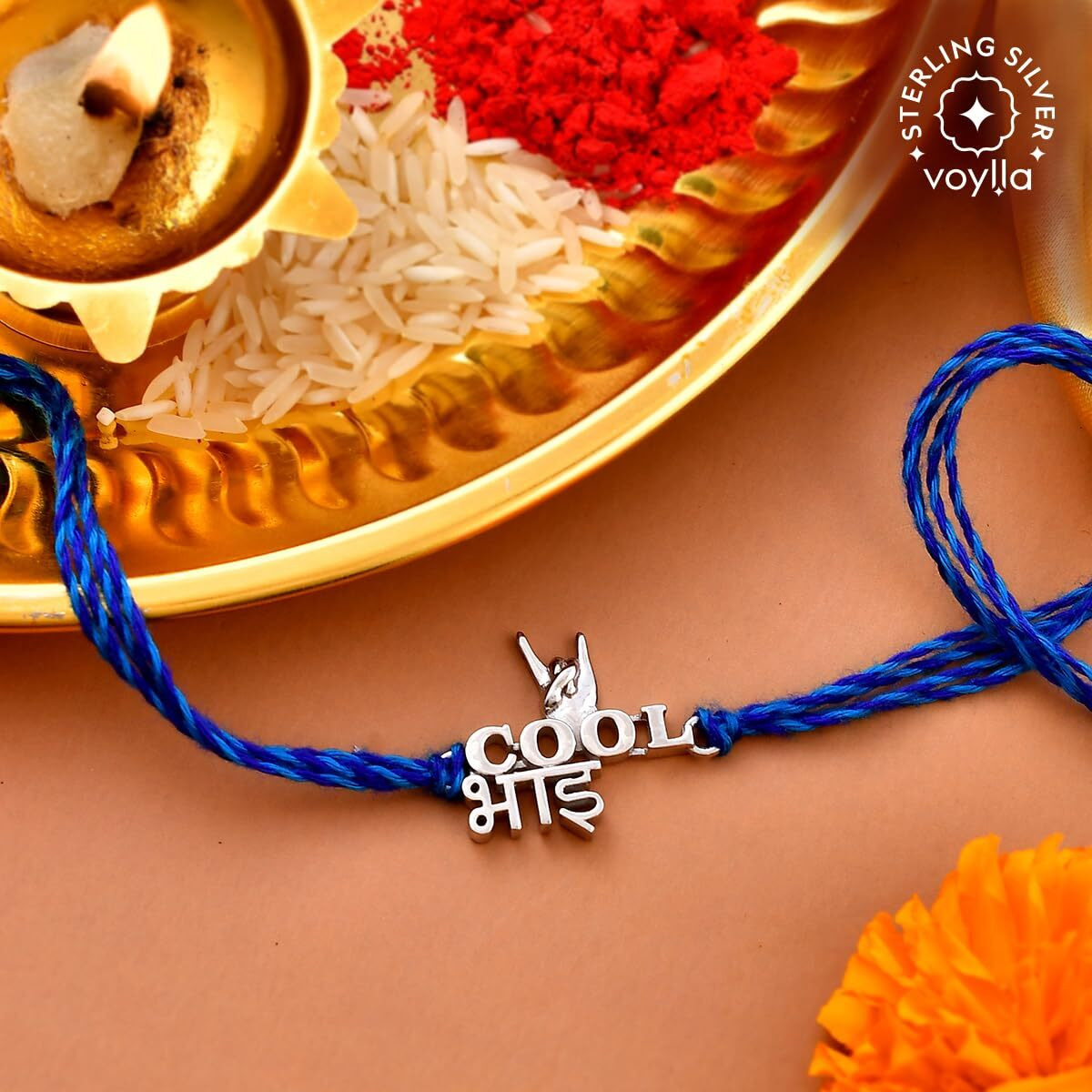 Voylla 925 Sterling Silver Precious Cool Bhai Thread Rakhi