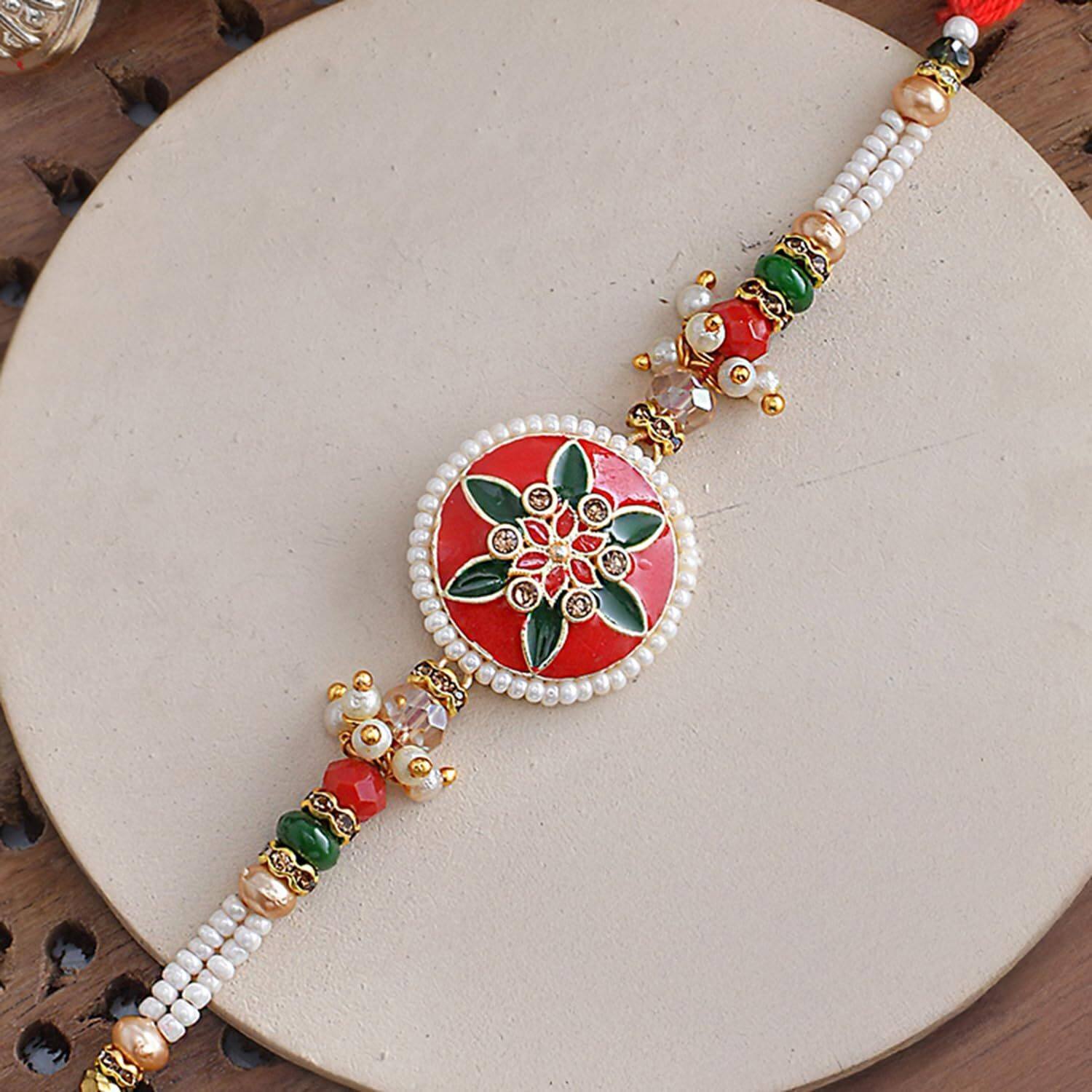 Voylla Bejewelled And Beaded Men's Thread Rakhi For Brother|Pack Of 1|Rakhi Special|