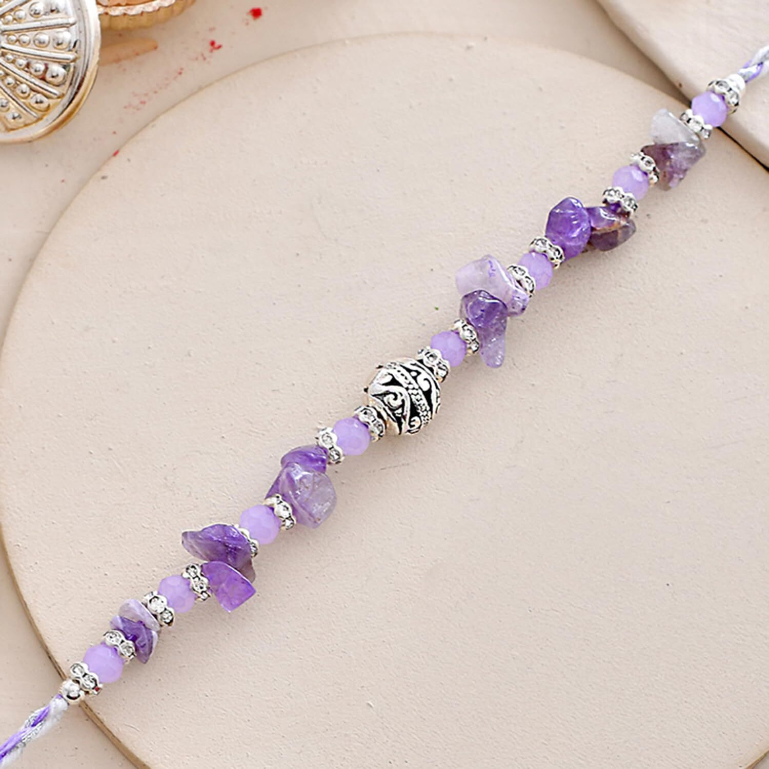 Voylla Purple Beads Bohemian Motif Thread Rakhi For Brother|Pack Of 1|Rakhi Special|