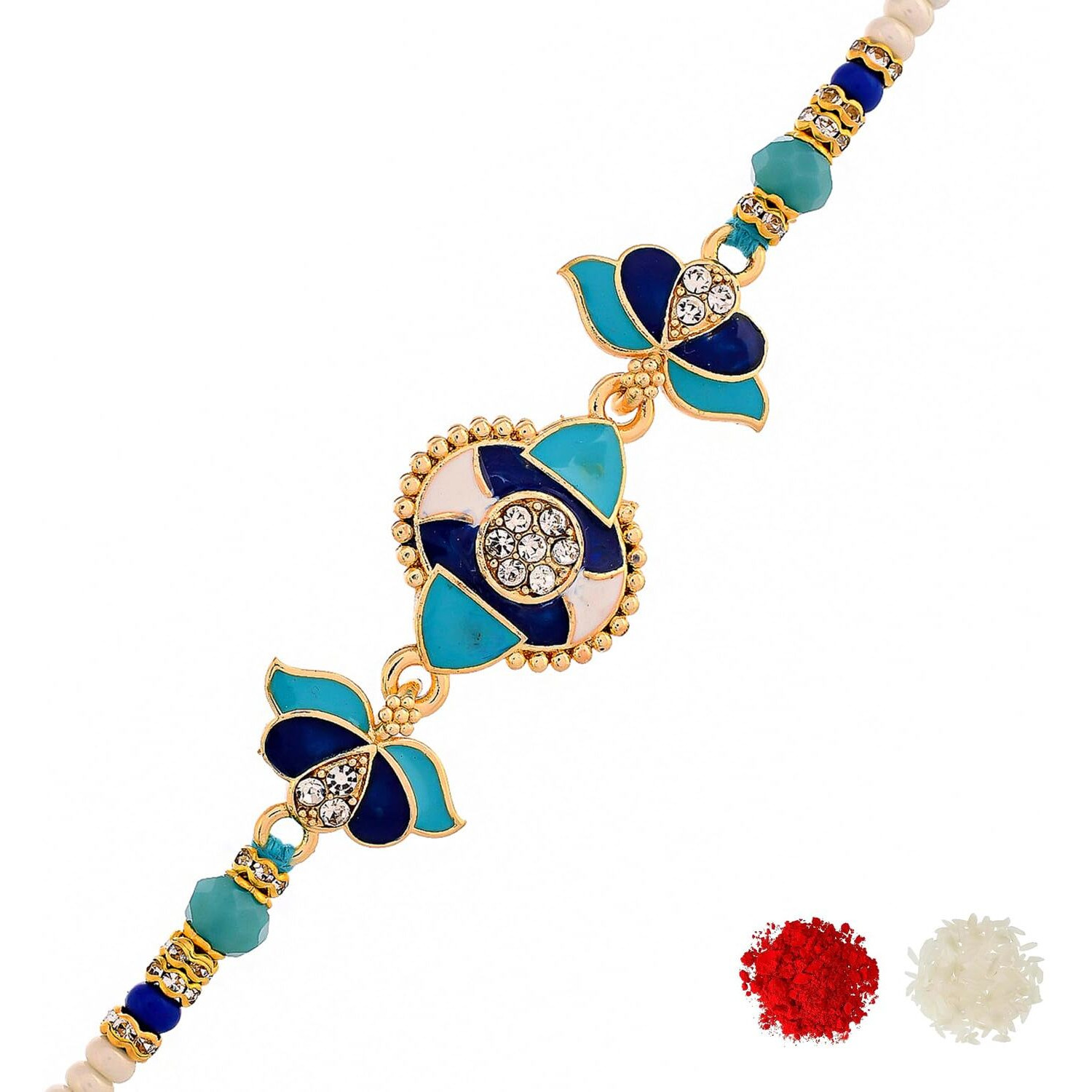 Voylla Blue Enamelled And Beaded Men's Rakhi For Brother|Pack Of 1|Rakhi Special|